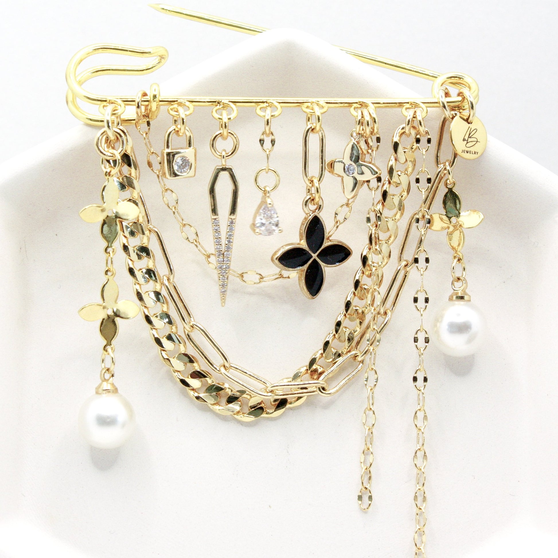 As If! Pin : Chain + Pearl Charm Brooch – bungalowBlonde