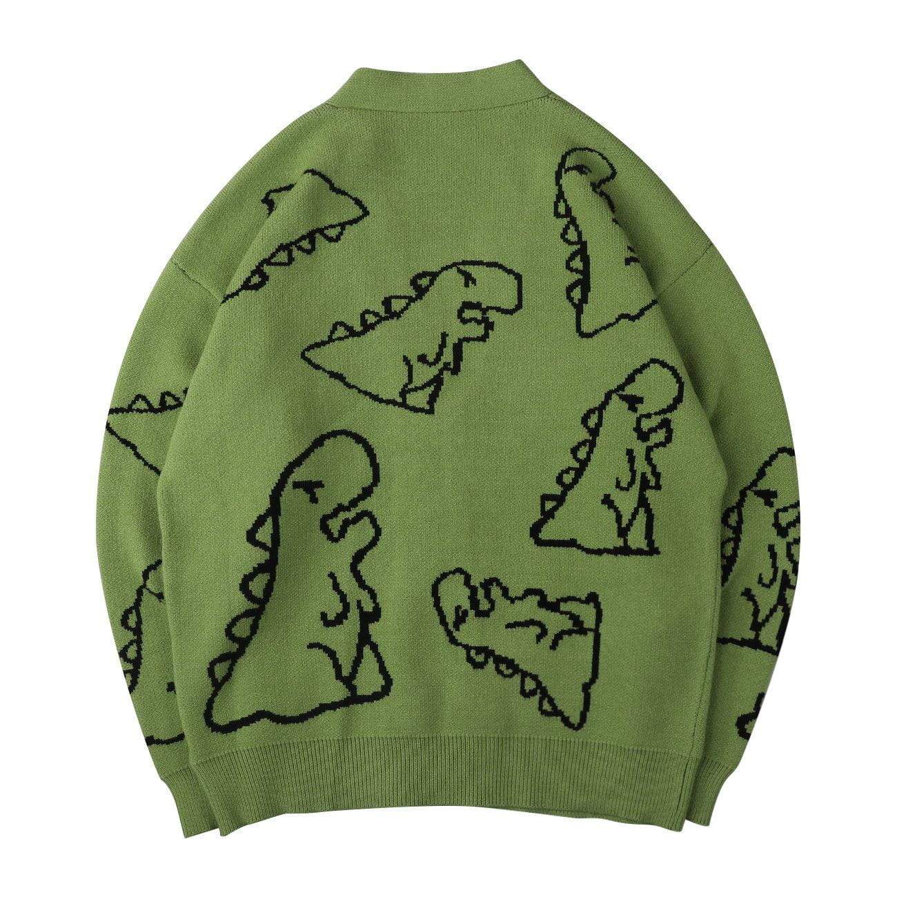 dinosaur cartoon pattern knitted sweater