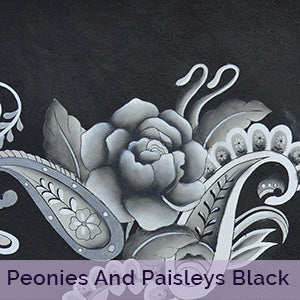 Artwork Peonies and Paisleys Black