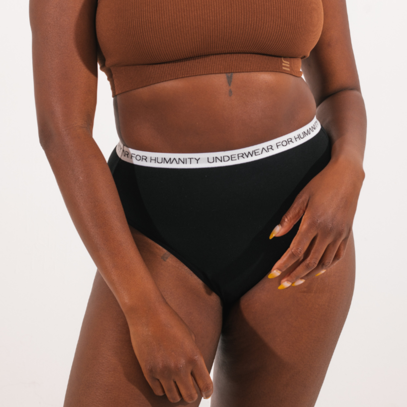 Single Stitch | Hi-Waist Cheeky Underwear | Sustainable Fabric (Cafe Au  Lait, Large)