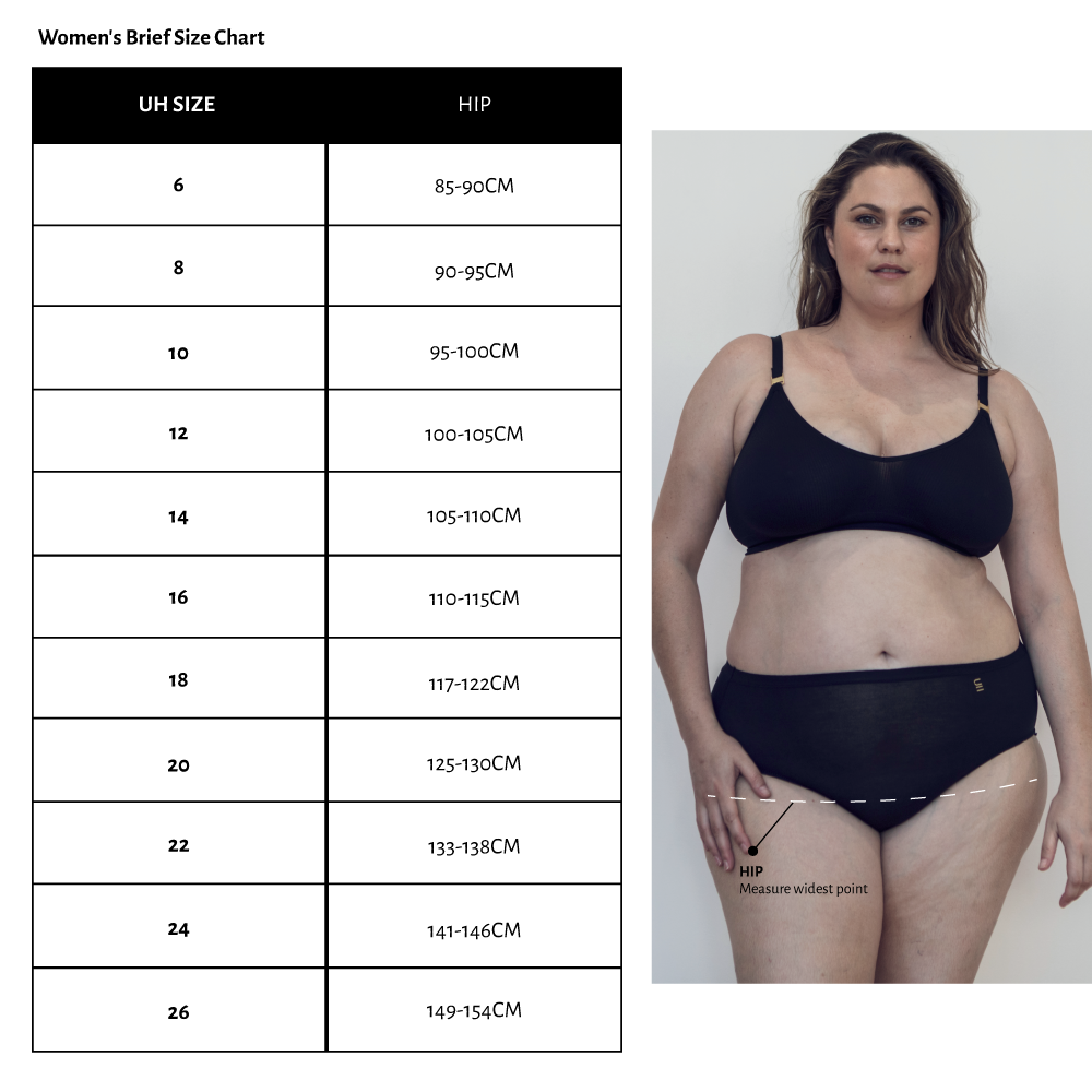 Women's Briefs Size Chart