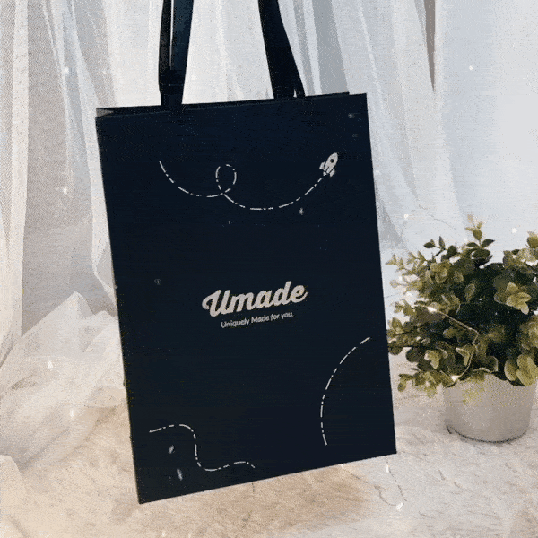umade-質感禮品包裝-黑卡燙銀紙袋，好看又精美