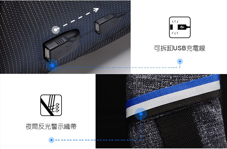 NIID-UNO 2-可拆卸USB充電線 夜間反光警示織帶