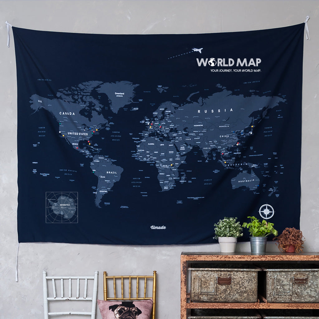 umade-世界地圖壁幔無訂製款-標出你的旅行足跡