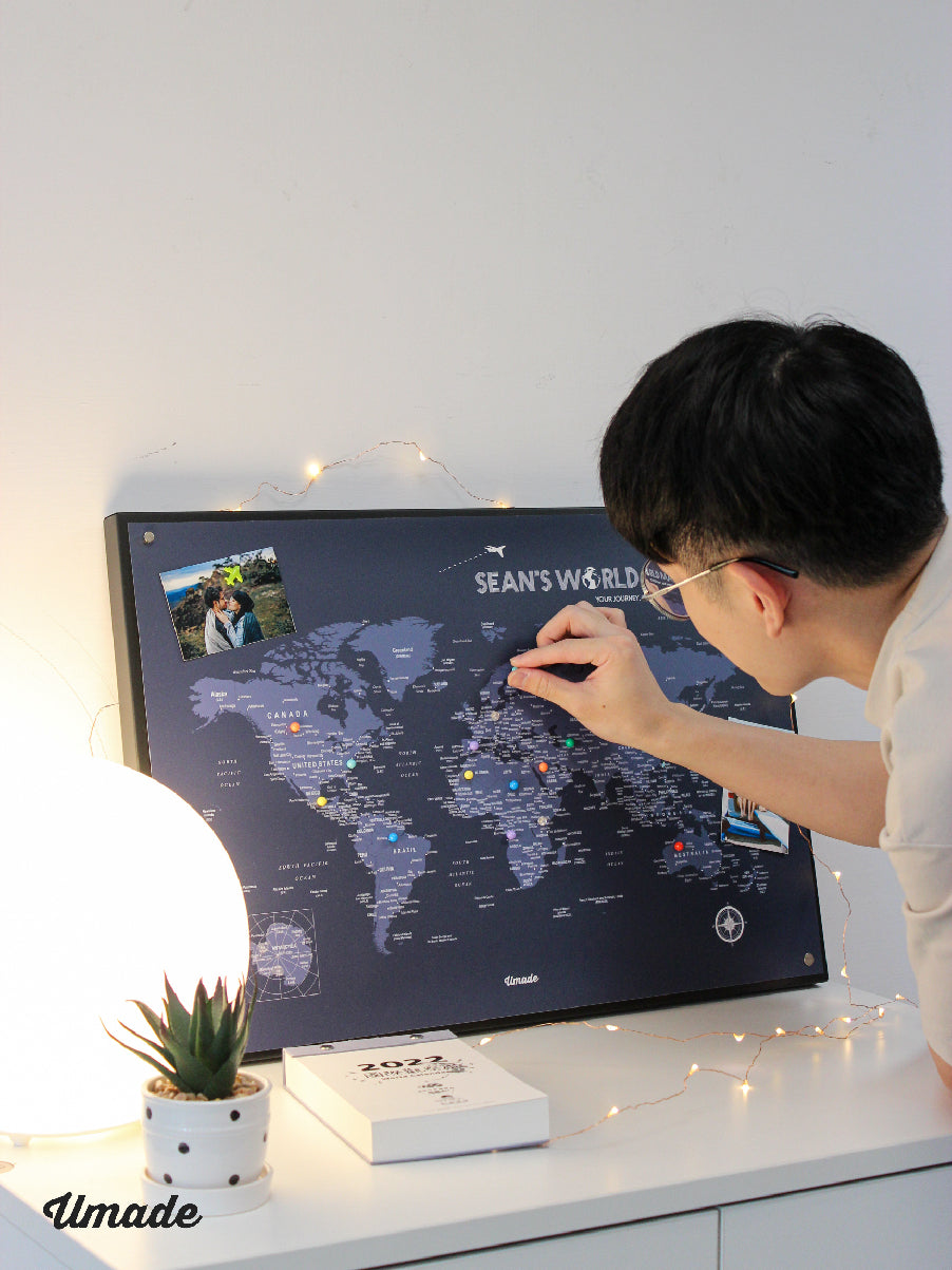 umade-訂製地圖-IKEA磁吸系列-世界地圖-聖誕節禮物-交換禮物-海軍藍-聖誕質感禮物推薦！Umade小海報搭配IKEA留言板-居家佈置-紀錄旅程-標記地點-書桌擺飾