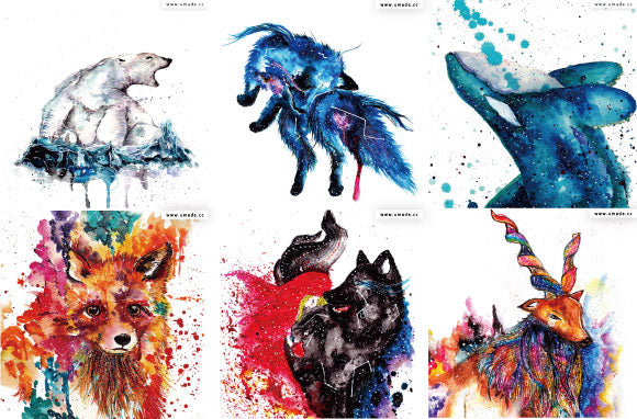 umade-藝術家Cub水彩工筆畫法與渲染技法，創作鹿、狼、狐狸、北極熊、鯨魚