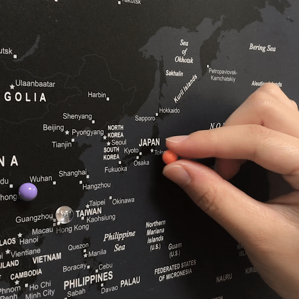 umade-UMade訂製地圖-IKEA磁吸系列-世界地圖-夜幕黑-強力磁鐵-IKEA留言板-水晶磁鐵地標扣-紀錄旅程-標記地點