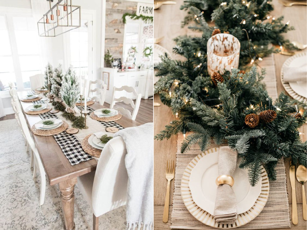 umade-聖誕節佈置Ideas-聖誕佈置-白色-金色-綠色-銀色-木頭色-聖誕餐桌佈置使用白金色為主，搭配綠色植物點綴，聖誕儀式感滿滿！