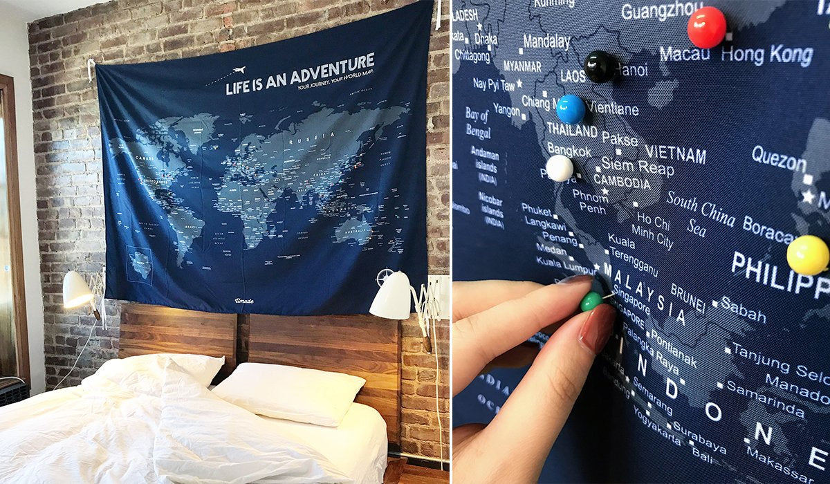 umade-umap-訂製世界地圖(壁幔/布)-海軍藍色-計畫接下來的世界旅程