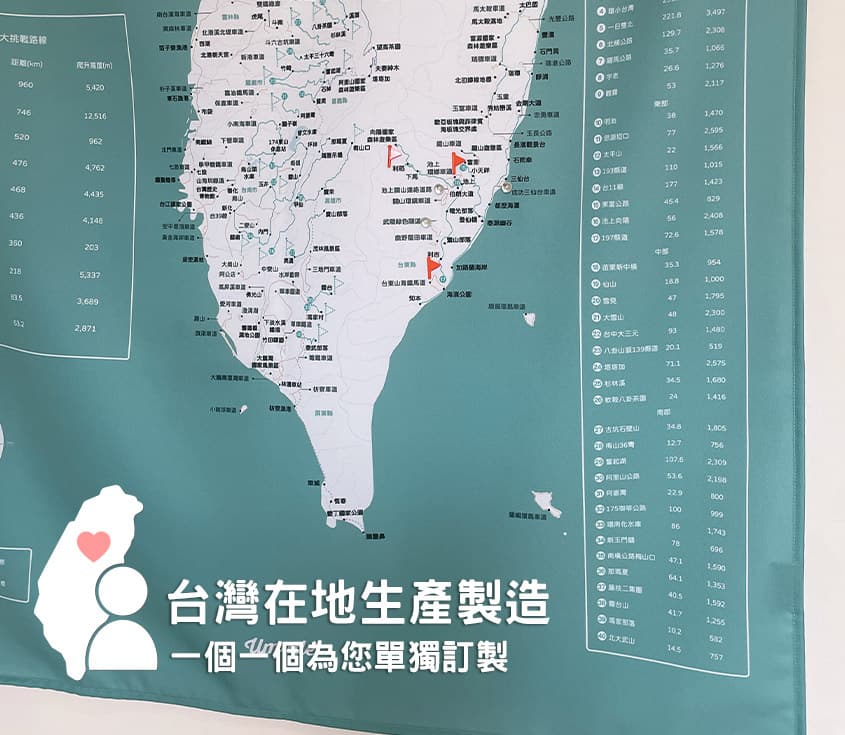 umade-訂製台灣單車地圖壁幔-台灣在地生產製造，一個一個為您單獨訂製