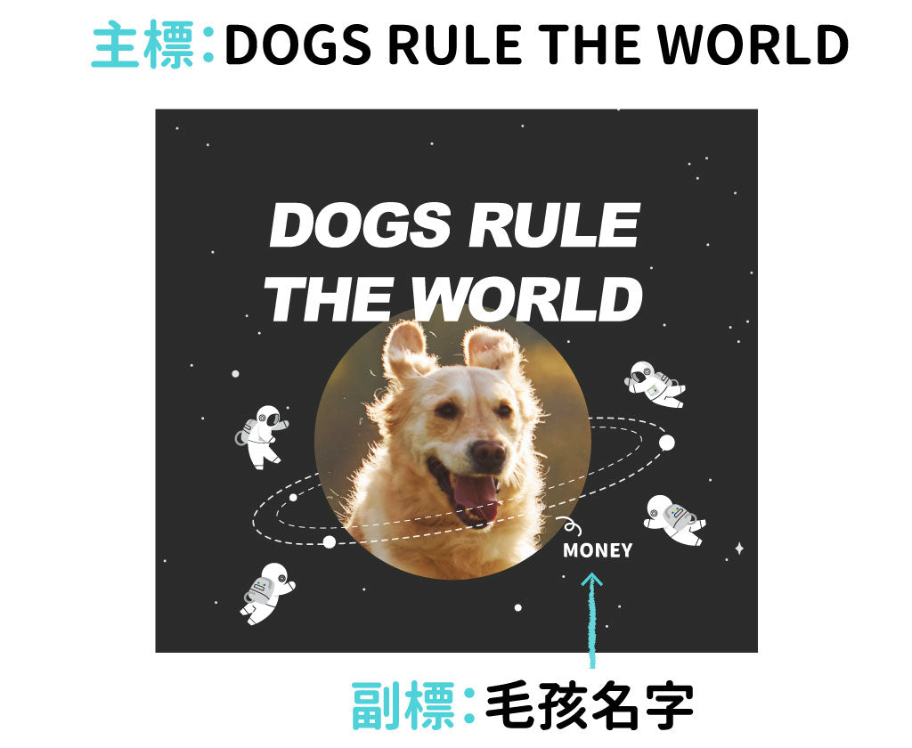 毛小孩年曆訂製文字示意圖-DOGS SAVE THE WORLD