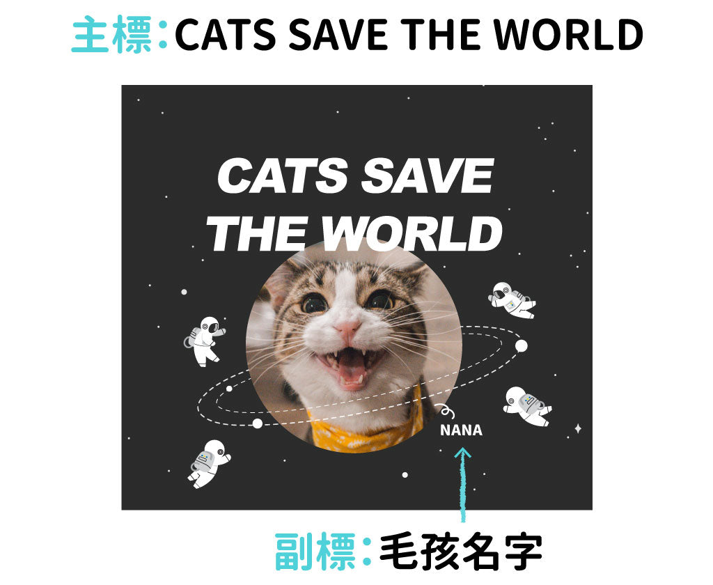 毛小孩年曆訂製文字示意圖-CATS SAVE THE WORLD