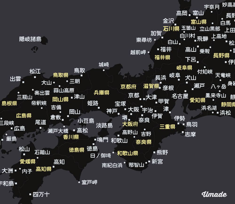 umade-訂製日本地圖小海報-地圖細節及地名標示