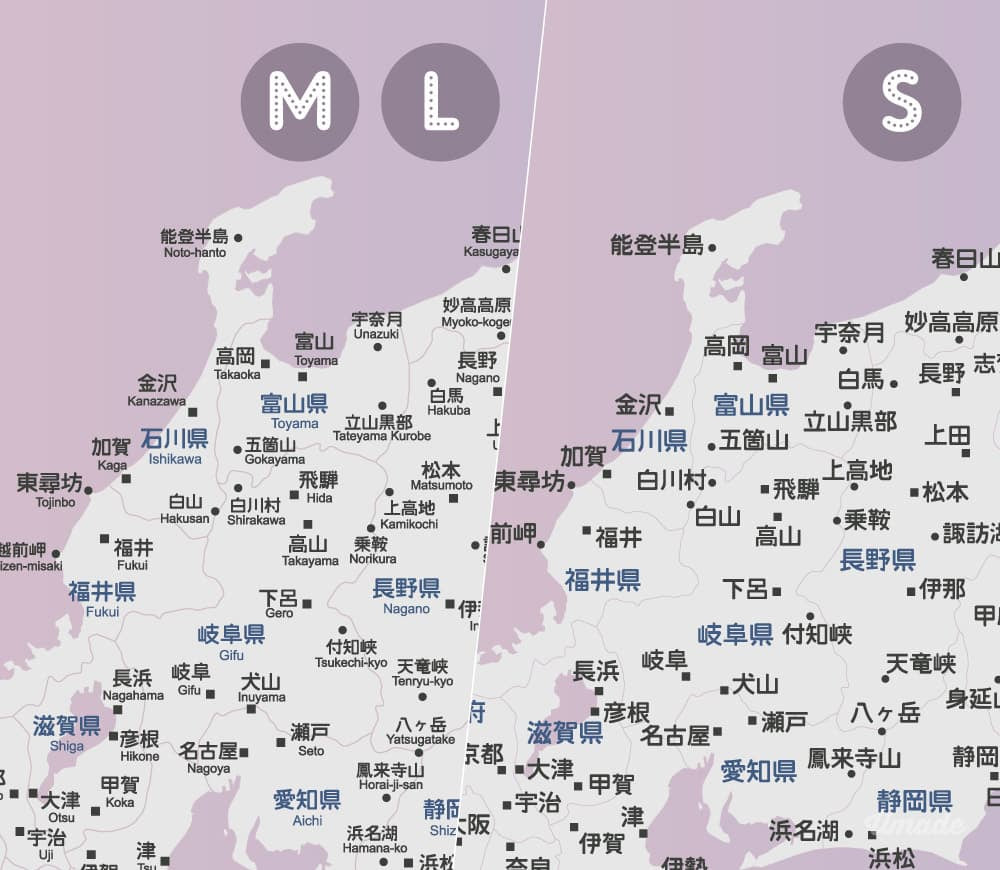 umade-訂製日本地圖壁幔-S & M & L尺寸地名示意