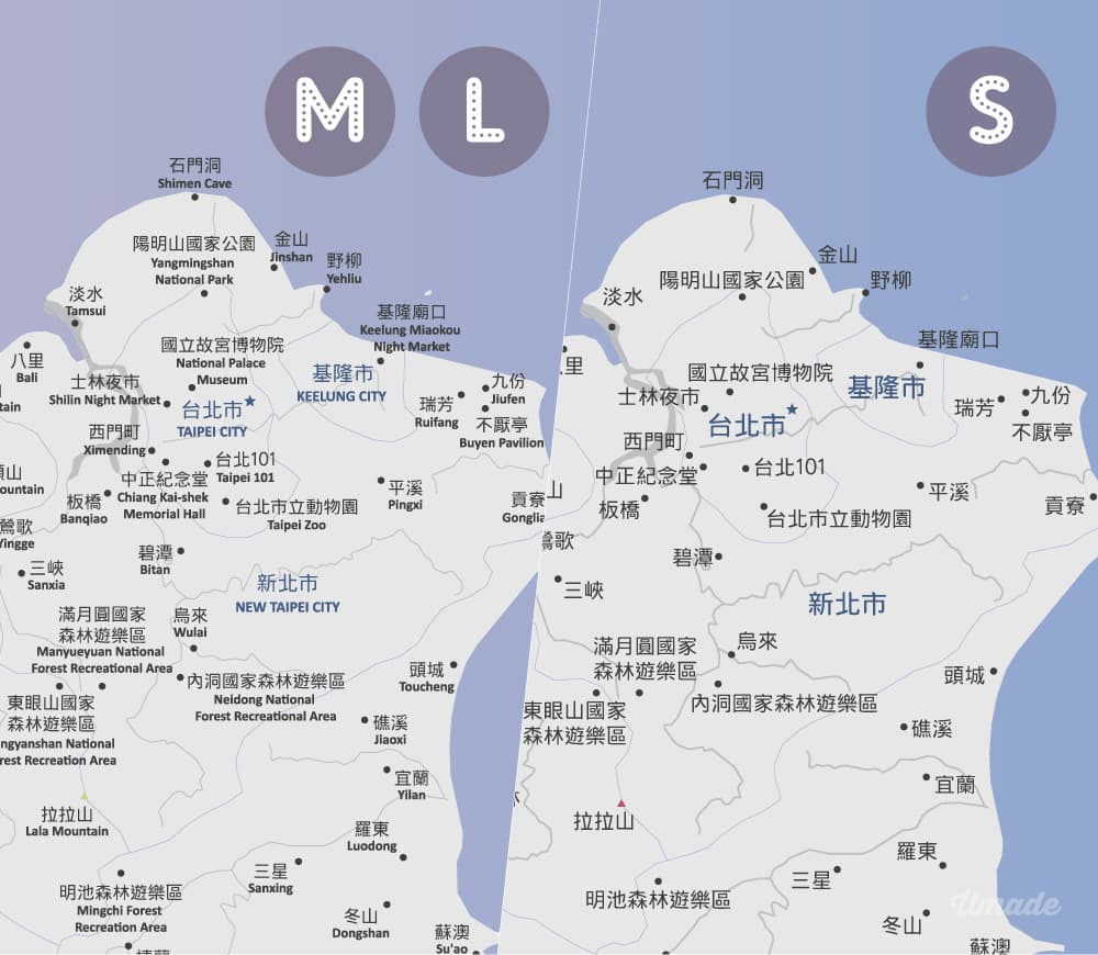 umade-訂製台灣地圖壁幔-S & M & L尺寸地名示意