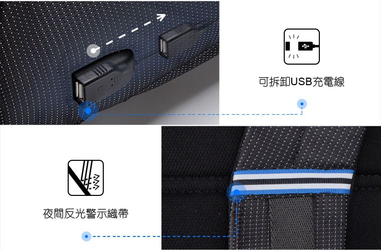 NIID-UNO-可拆卸USB充電線 夜間反光警示織帶