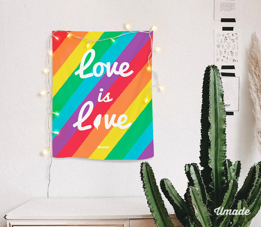 umade-LOVE IS LOVE 彩虹壁幔＋星空LED燈串-超簡單質感房間佈置