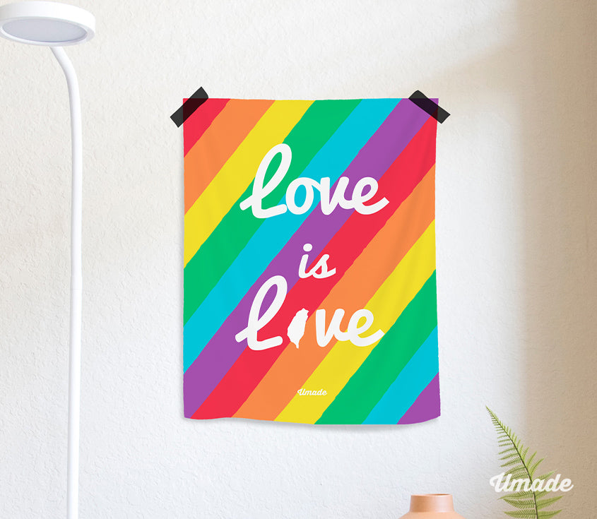 umade-LOVE IS LOVE 彩虹壁幔＋星空LED燈串-輕布料材質，用紙膠帶即可輕鬆固定