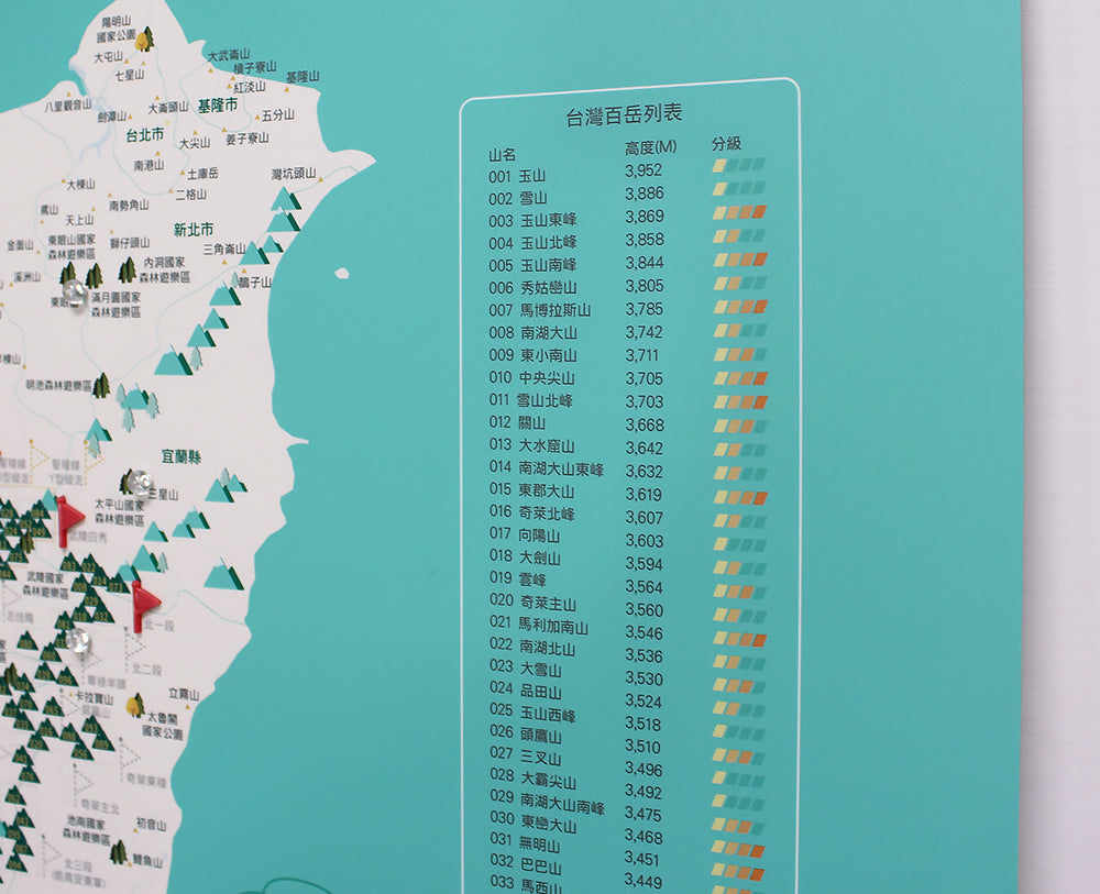 台湾百岳地図- あなただけの台湾百名山地図(無垢材木枠ポスター