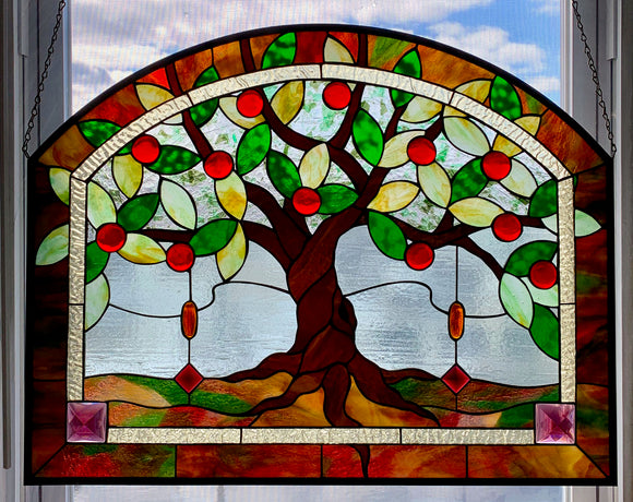 Traditional Stained Glass Apple Tree Panel The Picker Artists Store