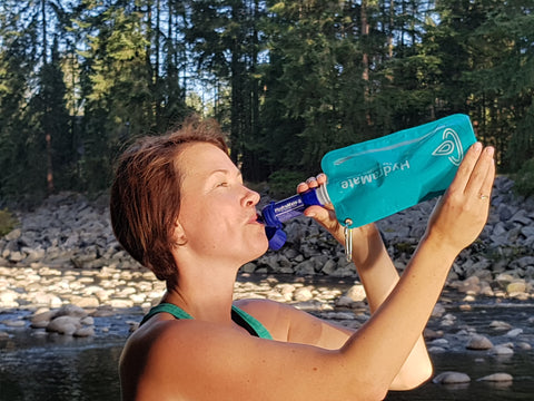 HydraMAte Mini Water Filter Straw Attached to Bottle