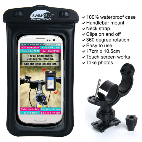 swimcell bicycle handle bar mount waterproof case