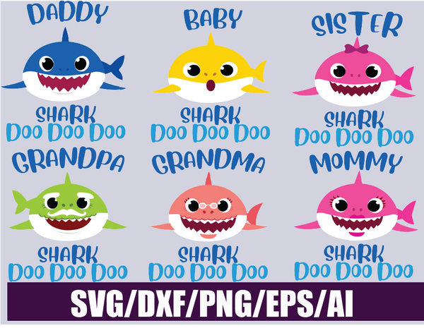 Download Svg Shark Family Bundle Baby Shark Mommy Shark Daddy Shark Sist Tiki9