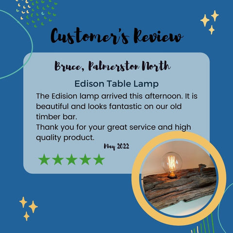 Customer review for Edison timber Table Lamp