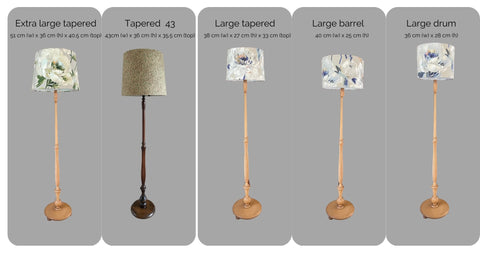 Comparison of lamp shade sizes for floor stands