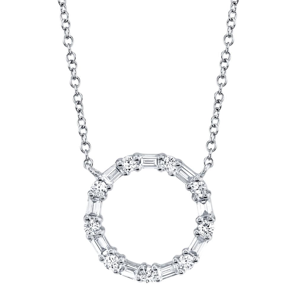 diamond baguette circle pendant