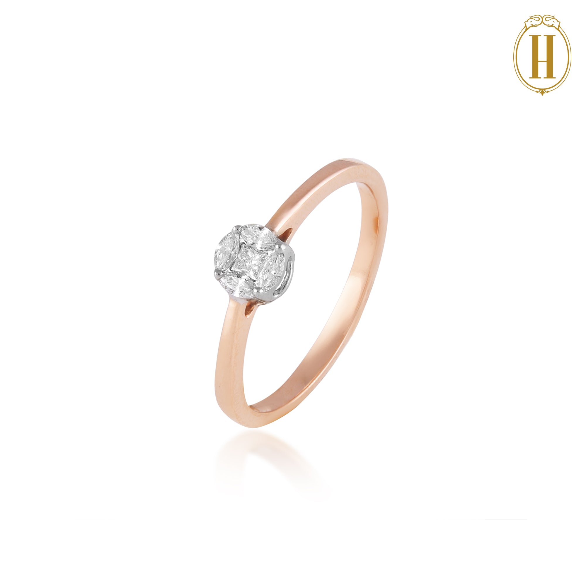 Buy quality Flower Diamond Cluster Ring In 14k Rose Gold by royale Diamonds  in Pune