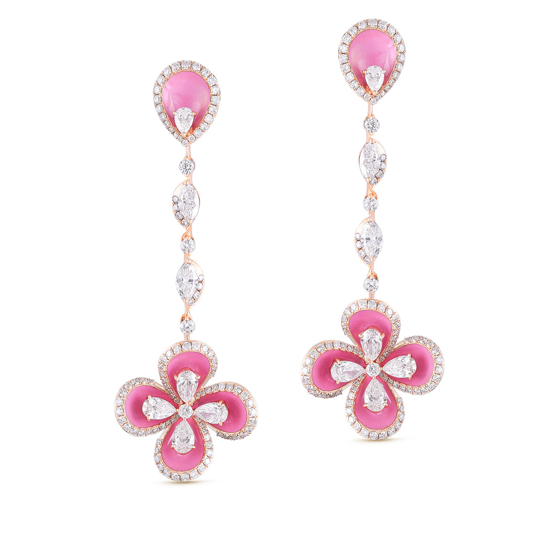 18k Pink Diamond Dangle Earrings