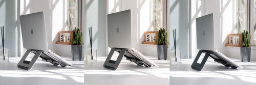 aluminum laptop stand for typing mode, sunny day phone filming