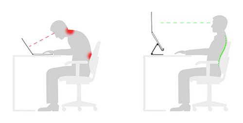 ergonomic sitting posture with help of a laptop stand rmour ridge stand pro