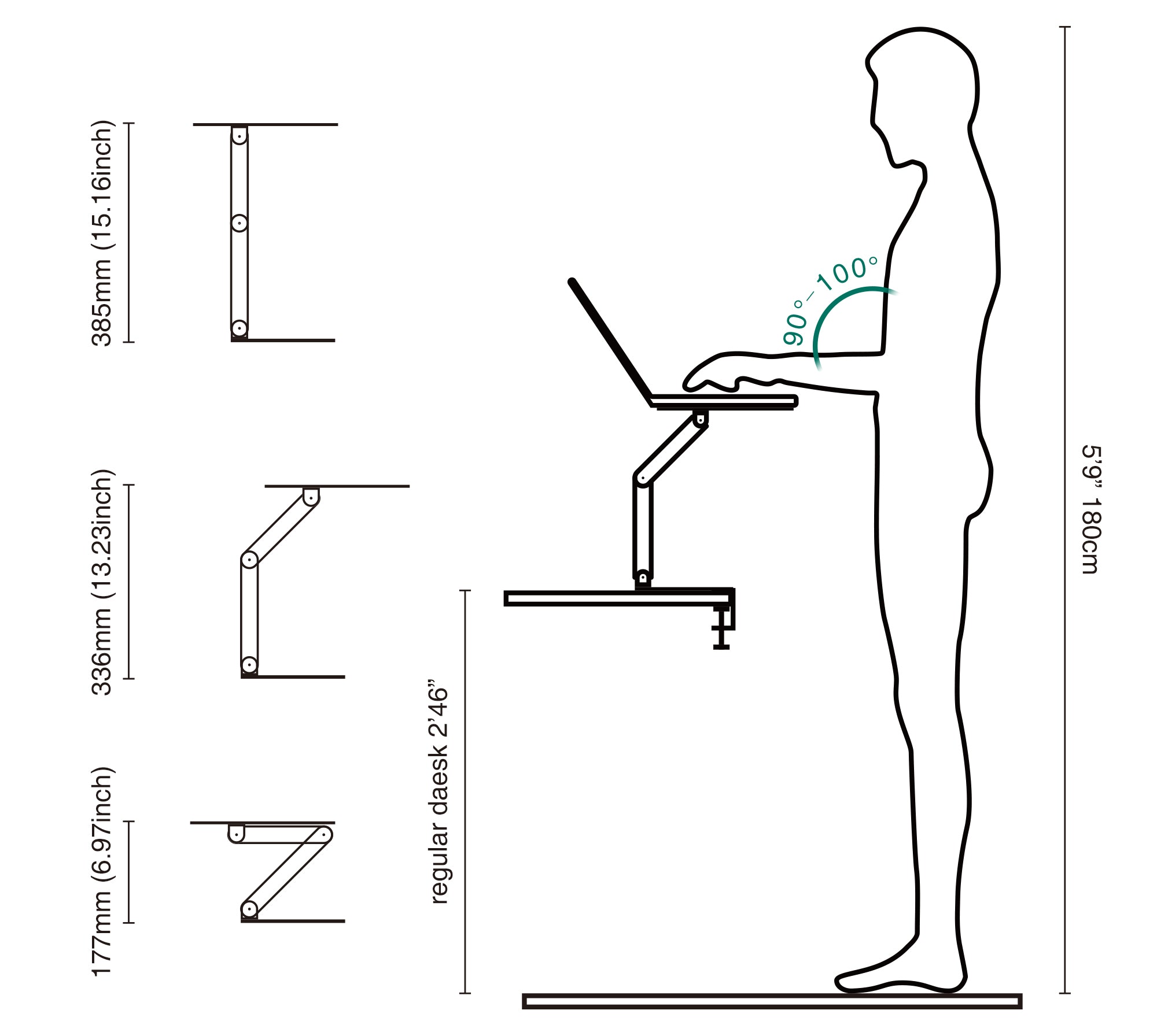 Adjustable standing stand for laptop