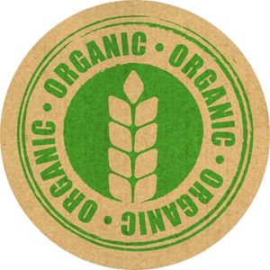 Green Organic Logo and Text on Tan Background