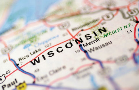 Close Up of Wisconsin Map