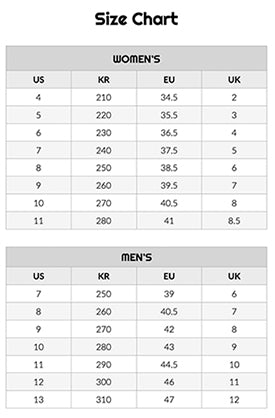 Jackwest Size Chart