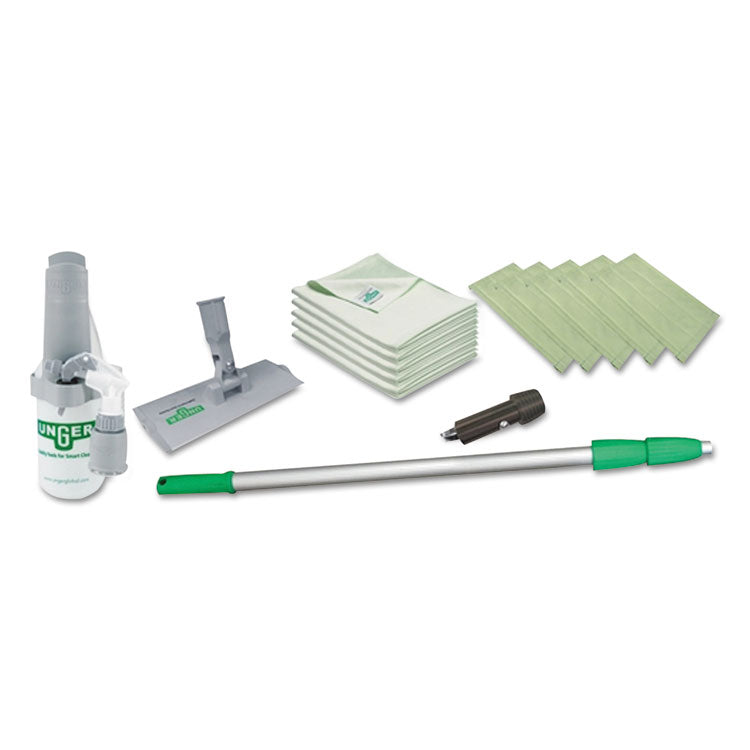 Unger® SpeedClean Window Cleaning Kit, 72" to 80", Extension Pole With 8" Pad Holder, Silver/Green (UNGCK053) Each