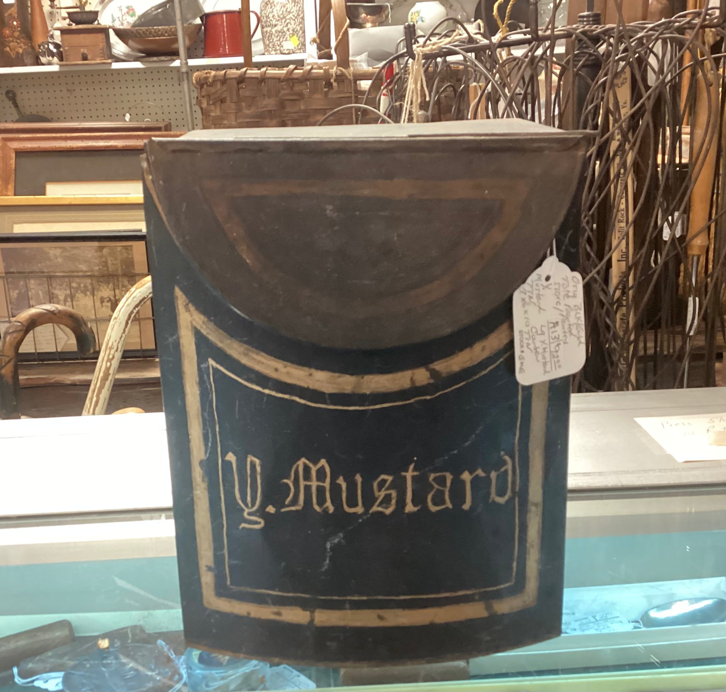 Painted Tin Store Pantry Yellow Mustard Spice Box