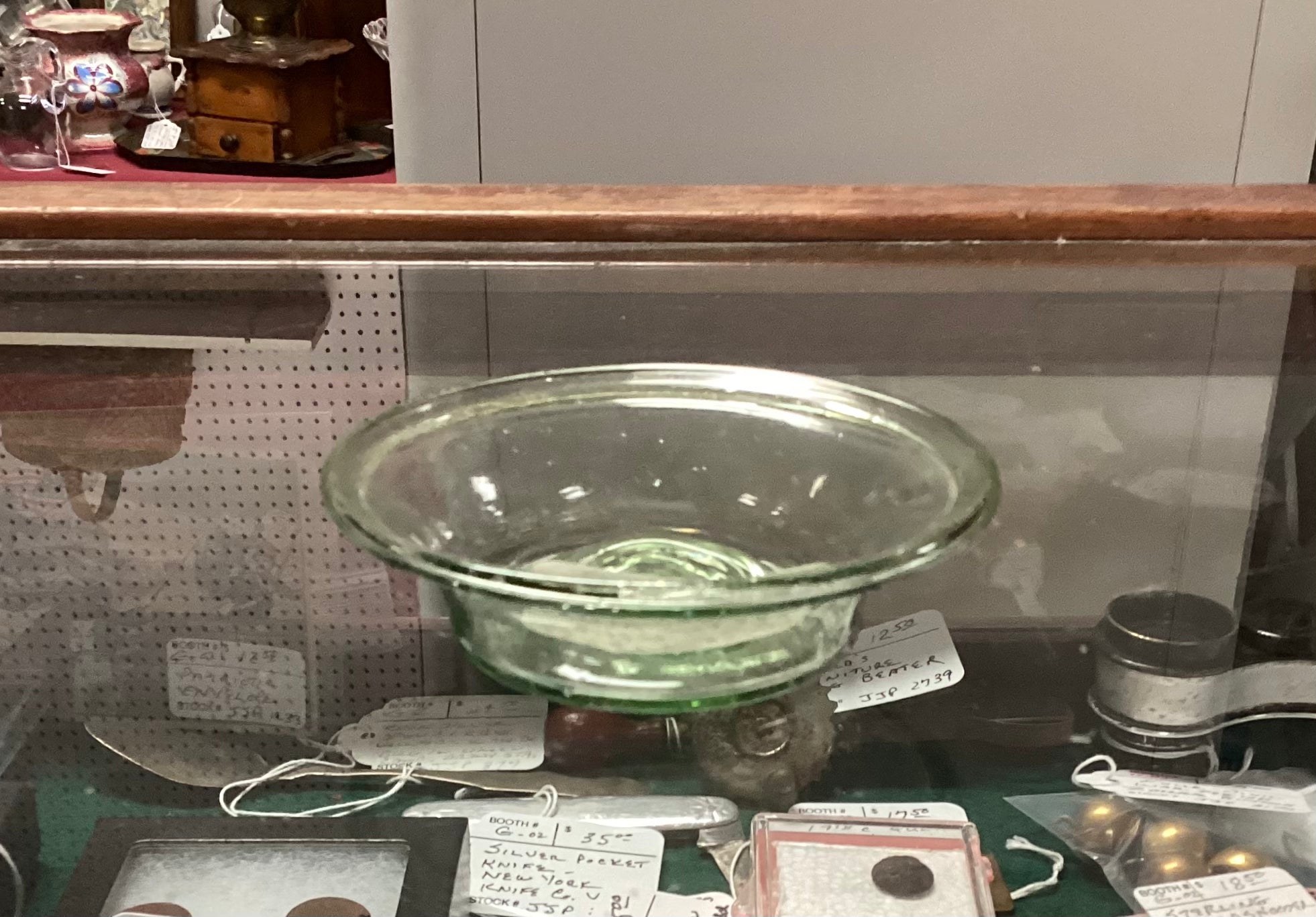 Blown Green Glass Miniature Milk Pan