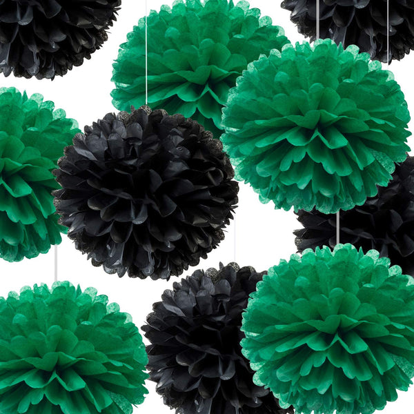 Green And Black Pom Pom Flower Decoration For Birthday Parties, Anniversary Party & Baby Shower
