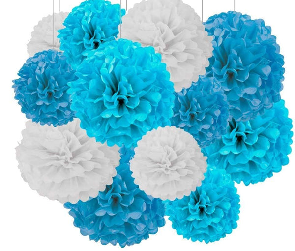 Buy Teal Bridal Shower Decorations White Teal Grey Tissue Paper Pom Pom  Paper Lanterns Teal Themed Party Wedding Teal Blue Baby Shower Teal Sweet  16 Birthday Party Decorations Mermaid Party Supplies Online