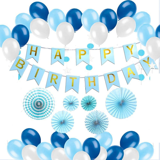 Happy Birthday Decoration Blue For Men And Boy, All-In-One Birthday Pa ...