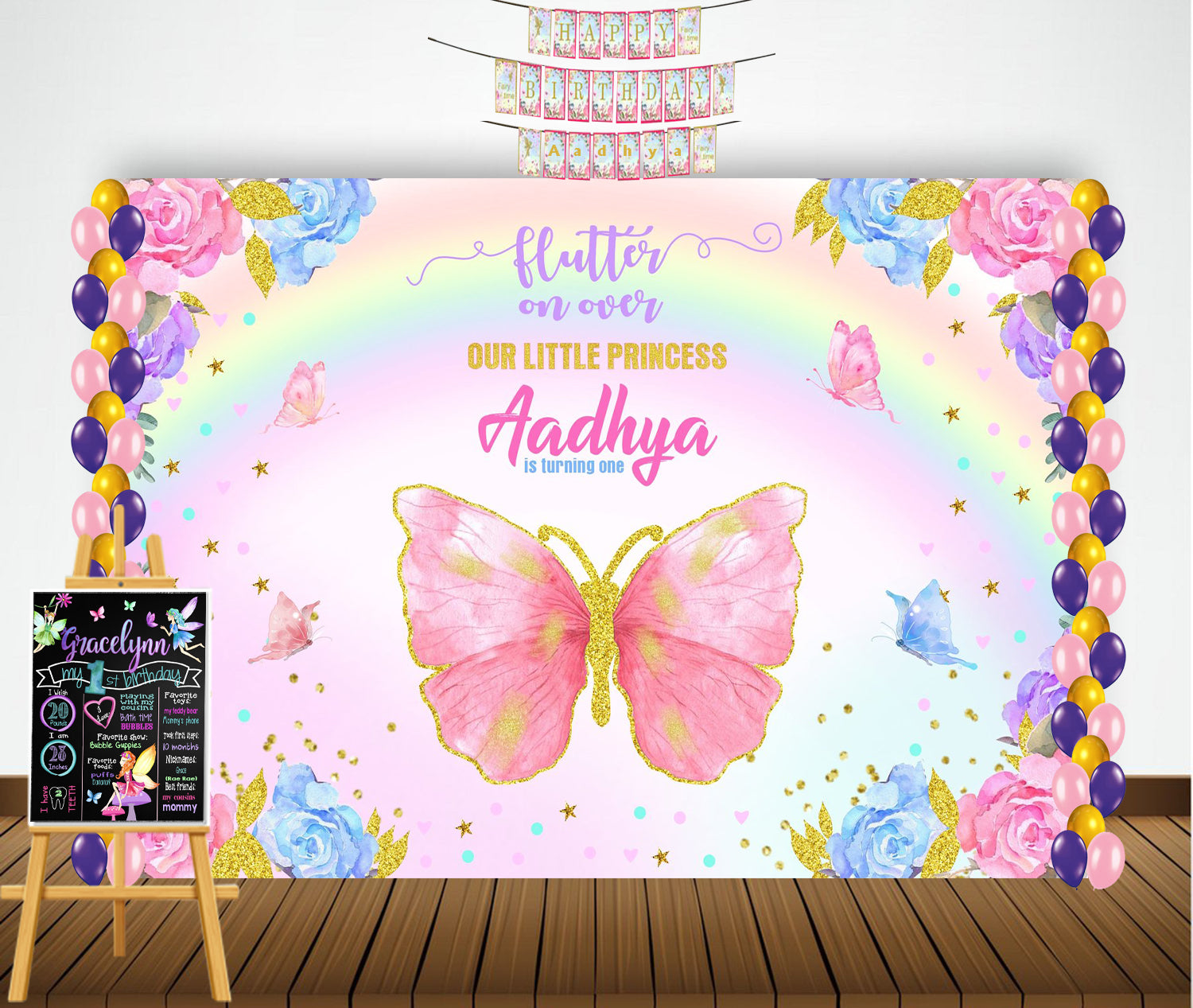 Buy Butterfly Birthday Party Personalized Complete Kit | Party Supplies |  Thememyparty – Theme My Party