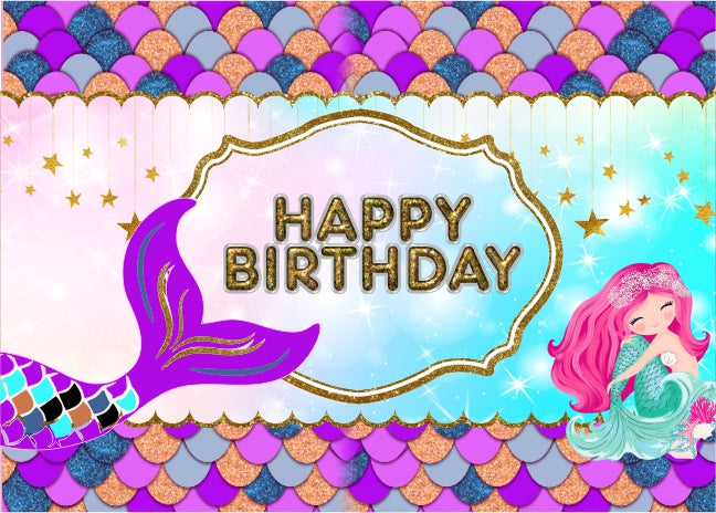 Buy Mermaid Theme Birthday Party Backdrop | Party Supplies | Thememyparty –  Theme My Party