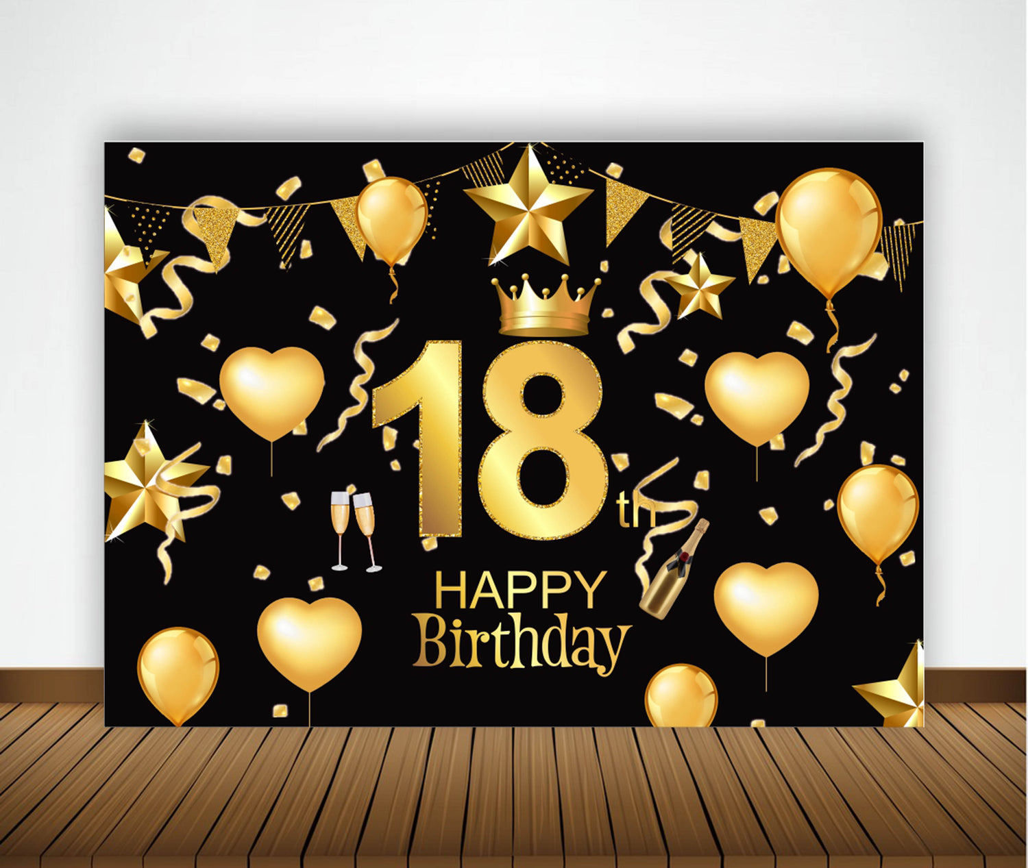 18Th Birthday Party Backdrop For Photography Banner Event Cake Table D ...