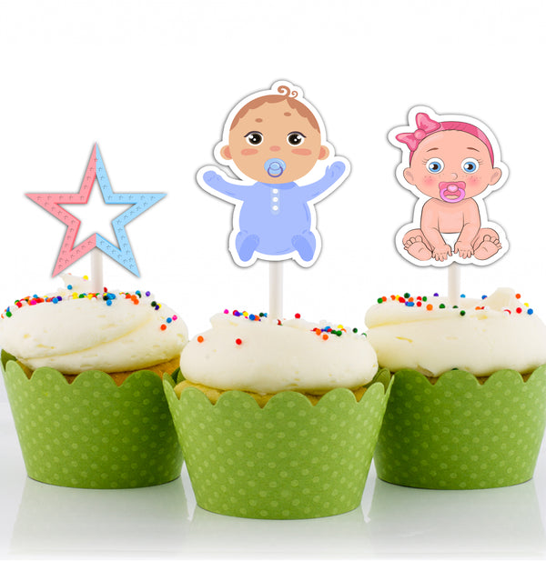 Fondant Baby Shower CupCake Toppers, Handmade Edible Baby Shower Cake  Decorations, bottle cupcake toppers, onesie toppers, stroller toppers