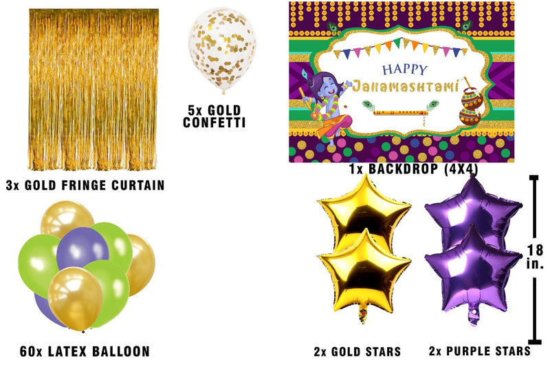 Krishna Theme /Janmashtami Complete Decoration Kit with Backdrop – Theme My  Party