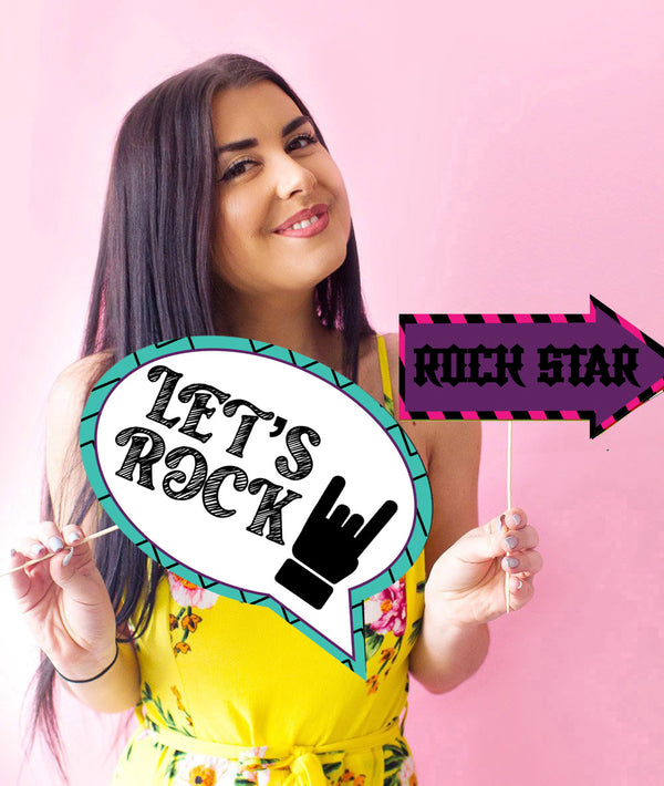 Rockstar Digital Photo Booth Party Props Instant Download 